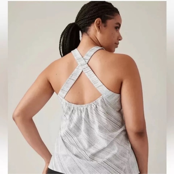 Athleta‎ Arrival Tank Amara Stripe White Black Size XL - Picture 2 of 11
